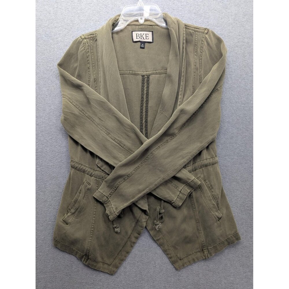 BKE Jacket Womens Medium Green Front Drawstring Utility Cardigan Lightweight